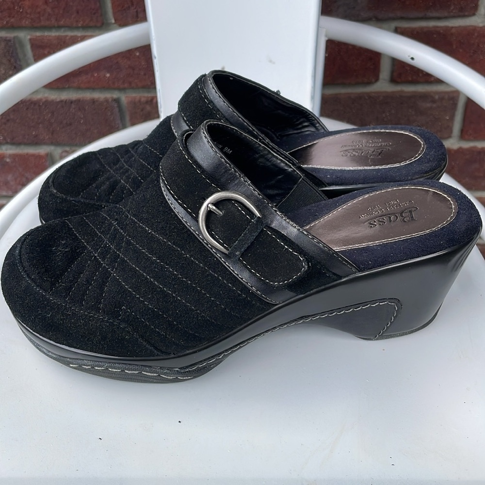 G.H. Bass & Co. | Tebow|Leather | Black |  Buckled | Slip-On Clogs/Mules |Size 9 - Picture 3 of 16